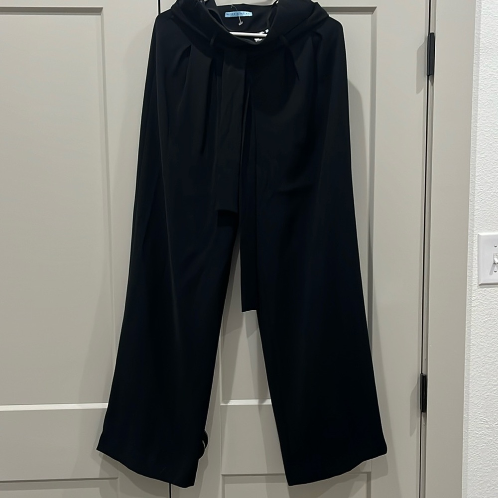 Antonio Melani wide leg trouser, pleated front, front tie, side zipper, NWOT